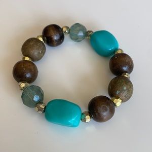 Brown and turquoise beaded bracelet